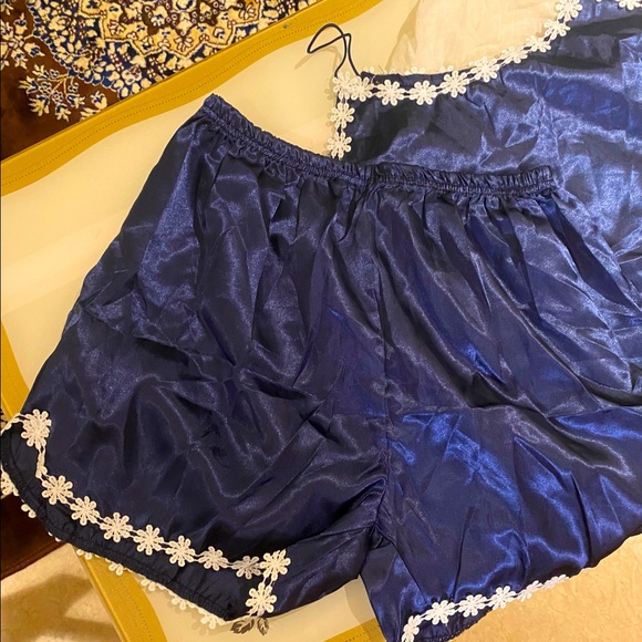 NAVY SATIN SHORTS PJ SET -New - Picture 4 of 6